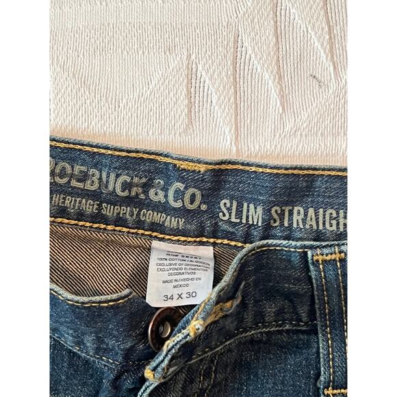 Roebuck & Co Heritage Supply Slim Straight Jeans Mens 34x30 - Picture 3 of 3